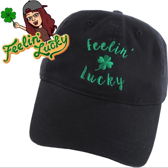 Feeling Lucky shamrock ball cap black green NWT - Picture 4 of 4